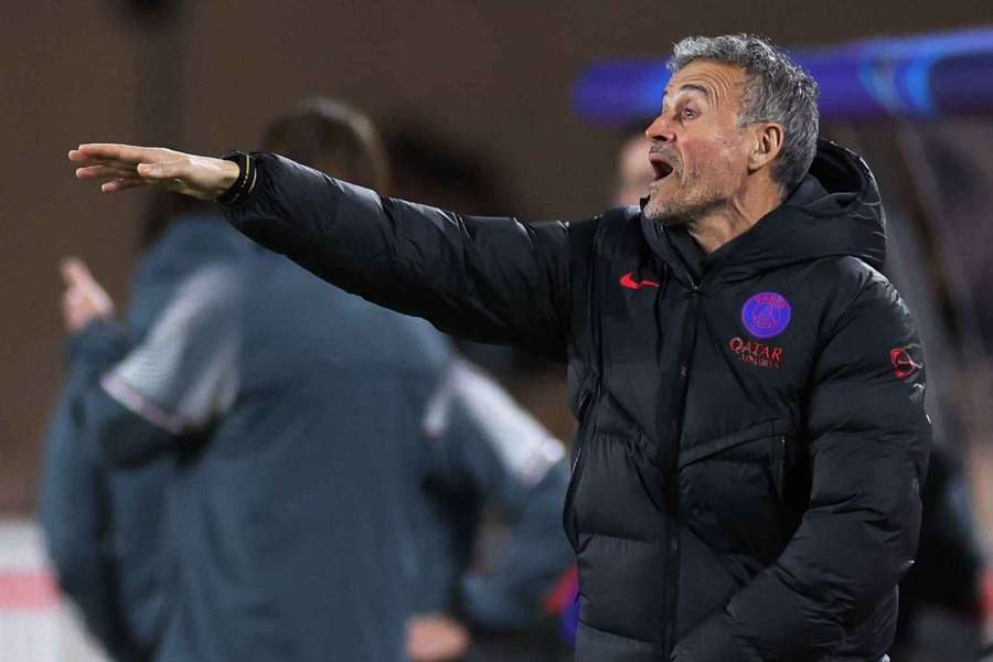 Paris Saint-Germain coach Luis Enrique reacts