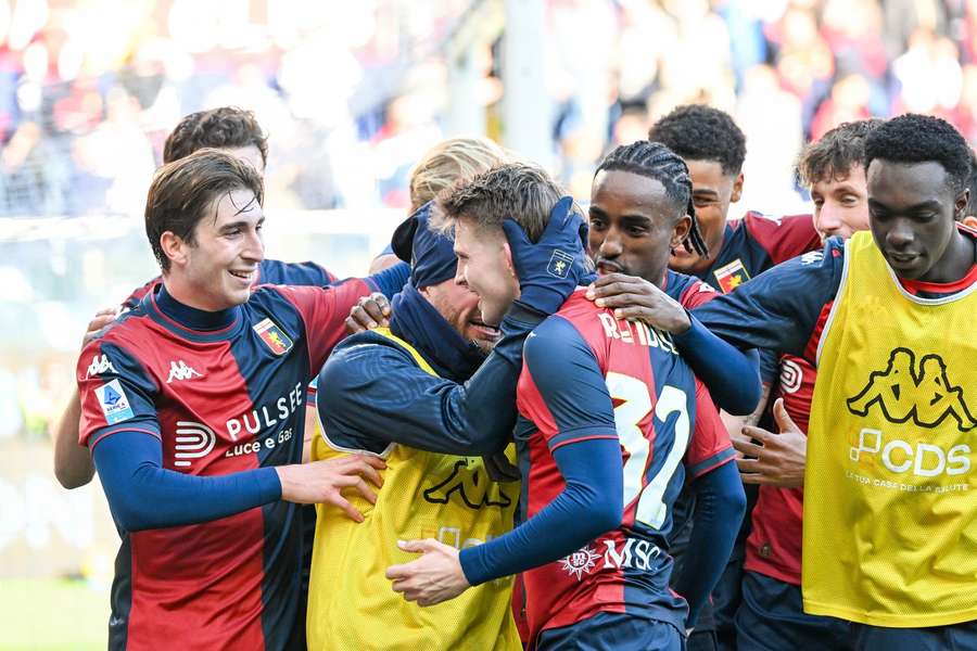 Morten Frendrup esulta per il gol segnato al Parma