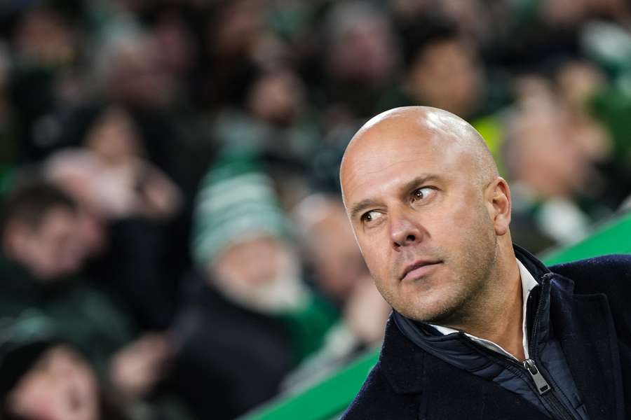 Feyenoord's Dutch coach Arne Slot reacts during the UEFA Champions League group E football match between Celtic and Feyenoord