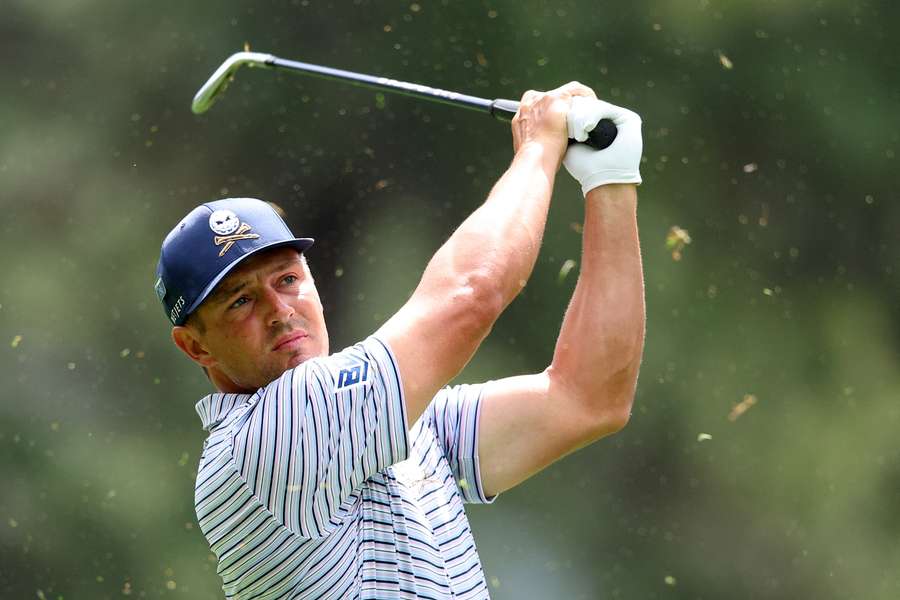 Bryson DeChambeau of the United States plays his shot from the fourth tee 