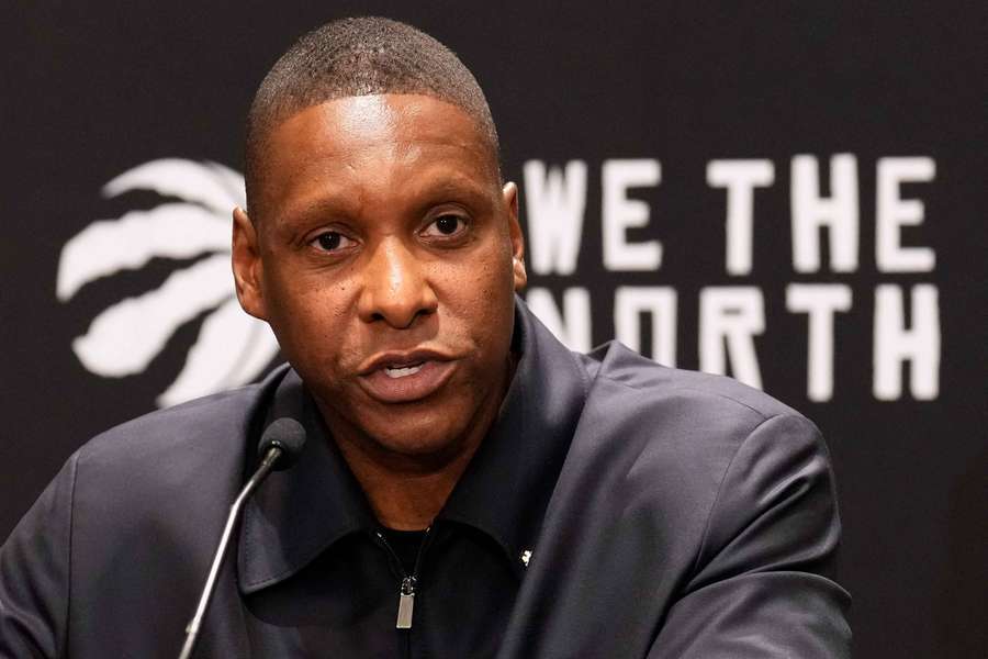 Masai Ujiri during a pre-season press conference as president of the Toronto Raptors in 2023