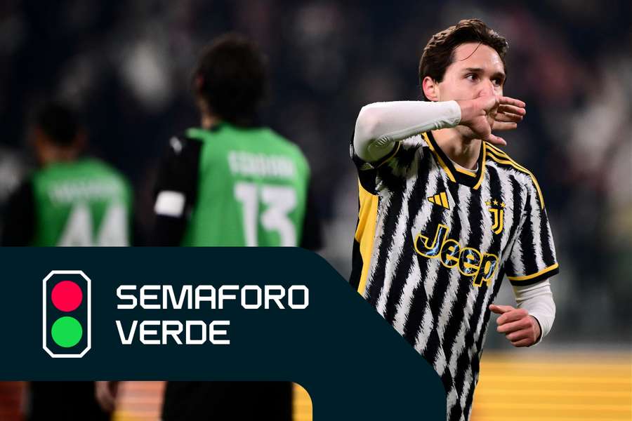 Federico Chiesa festeggia il gol al Sassuolo