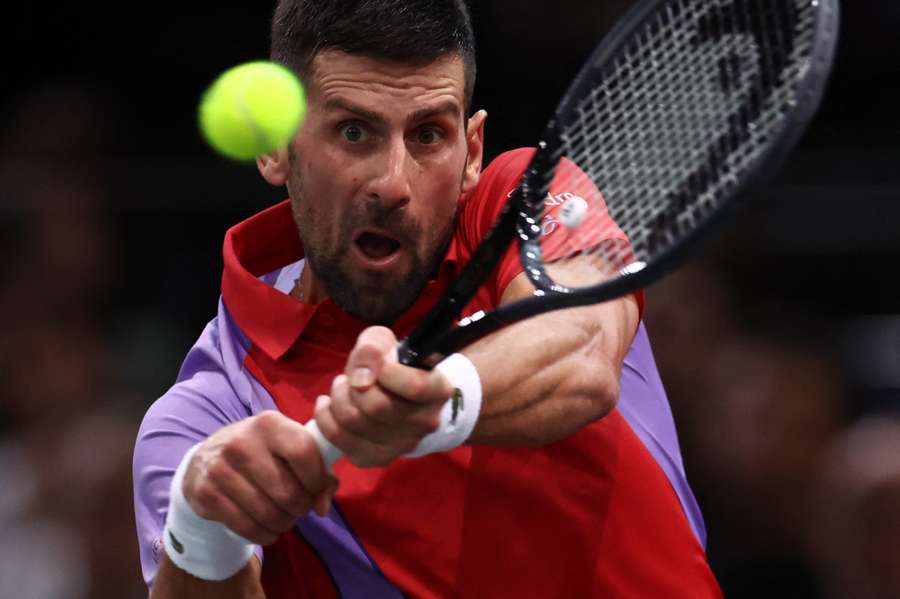 Novak Djokovic in action during his match against Tomas Martin Etcheverry