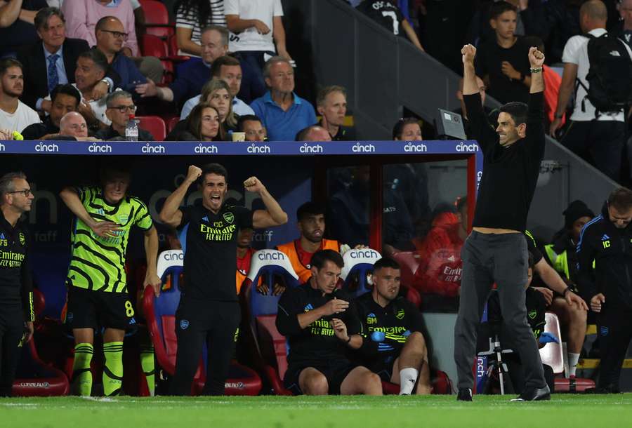 Arsenal's Spanish manager Mikel Arteta celebrates victory