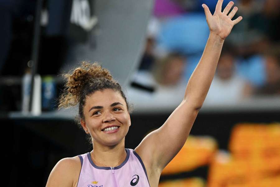 Paolini celebrates after winning her first-round match against China's Sijia Wei Paolini celebrates after winning her first-round match against China's Sijia Wei