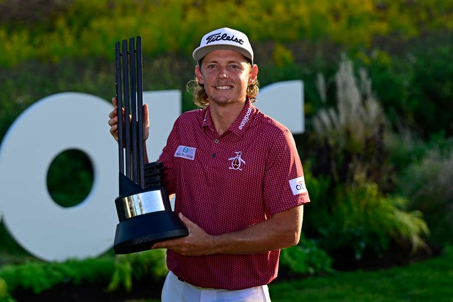 Cameron Smith poses with the trophy after winning the LIV Golf Invitational Chicago title.