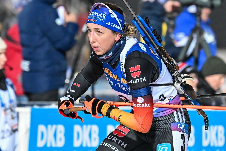 Franziska Preuß beim Biathlon-Weltcup in Kontiolahti.