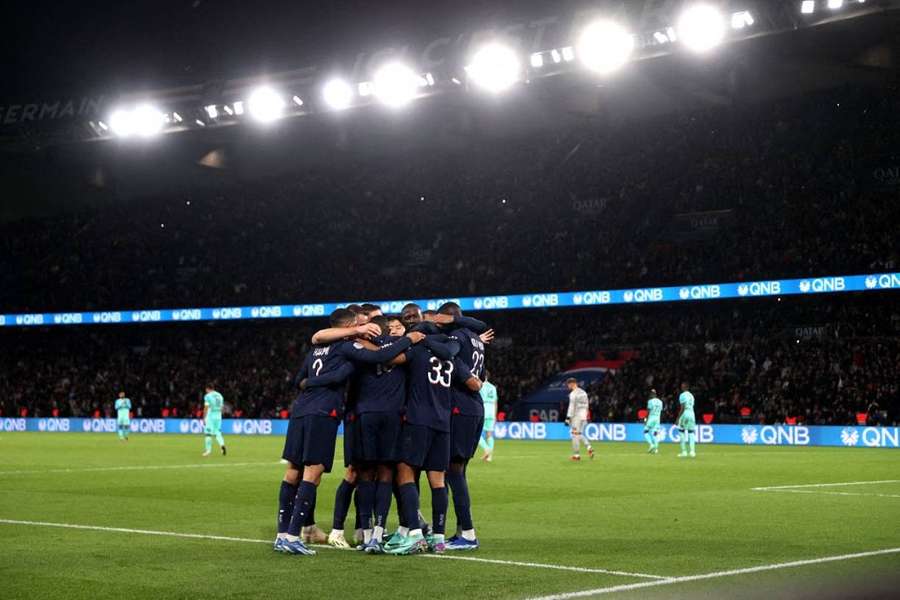 Os parisienses durante a partida contra o Montpellier