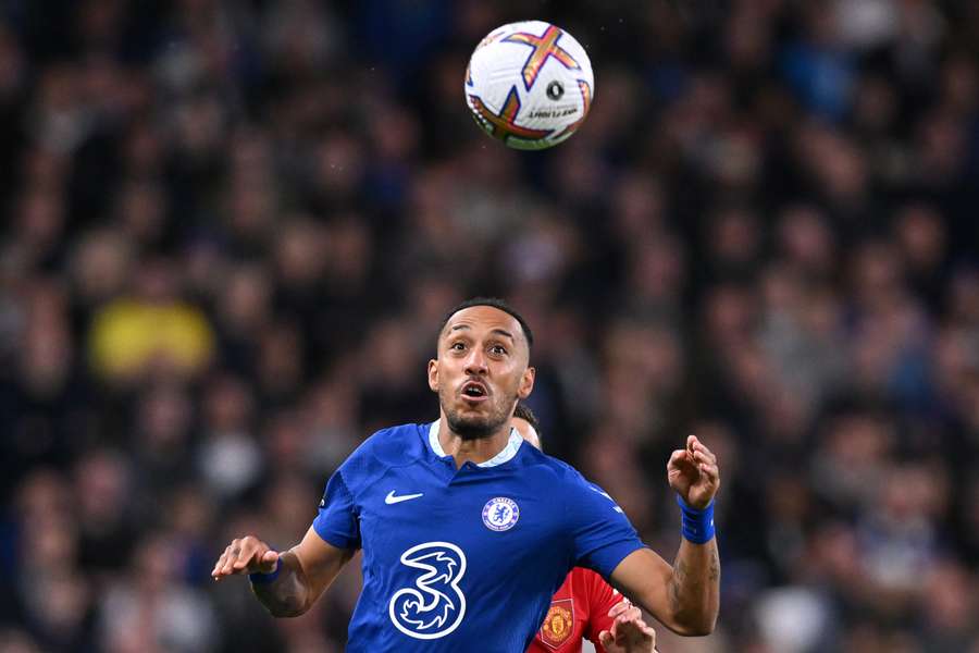 Pierre-Emerick Aubameyang eyes up the ball