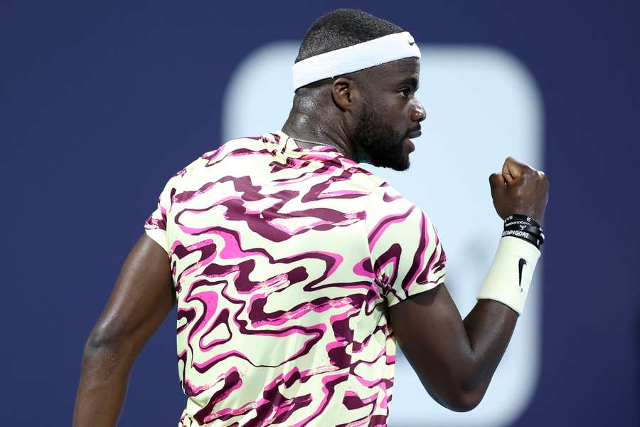 Frances Tiafoe of the United States reacts 