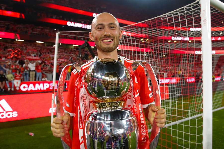 Voormalig Feyenoorder Fredrik Aursnes werd vorig seizoen kampioen met Benfica