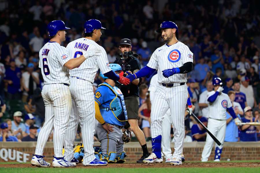 The Chicago Cubs had nine home runs in a dominant victory over the Milwaukee Brewers. The Chicago Cubs had nine home runs in a dominant victory over the Milwaukee Brewers.