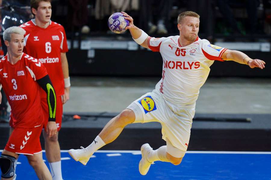 Denmark's Frederik Bjerre during the Golden League men's handball match between Denmark and USA