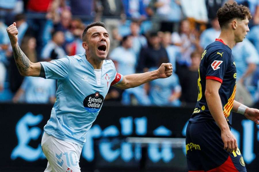 Celta Vigo's Hugo Alvarez celebrates after scoring against Mallorca