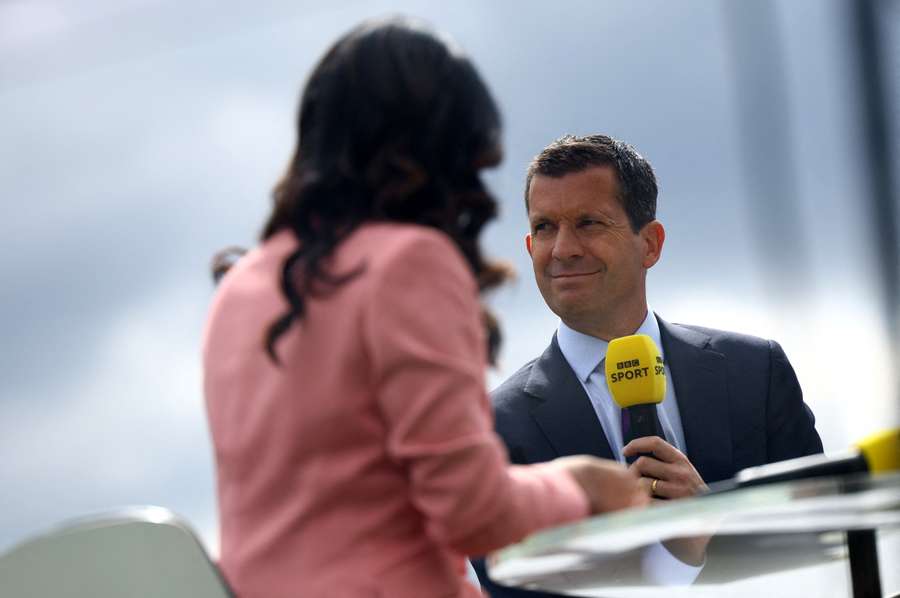 Tim Henman on media duty at Wimbledon