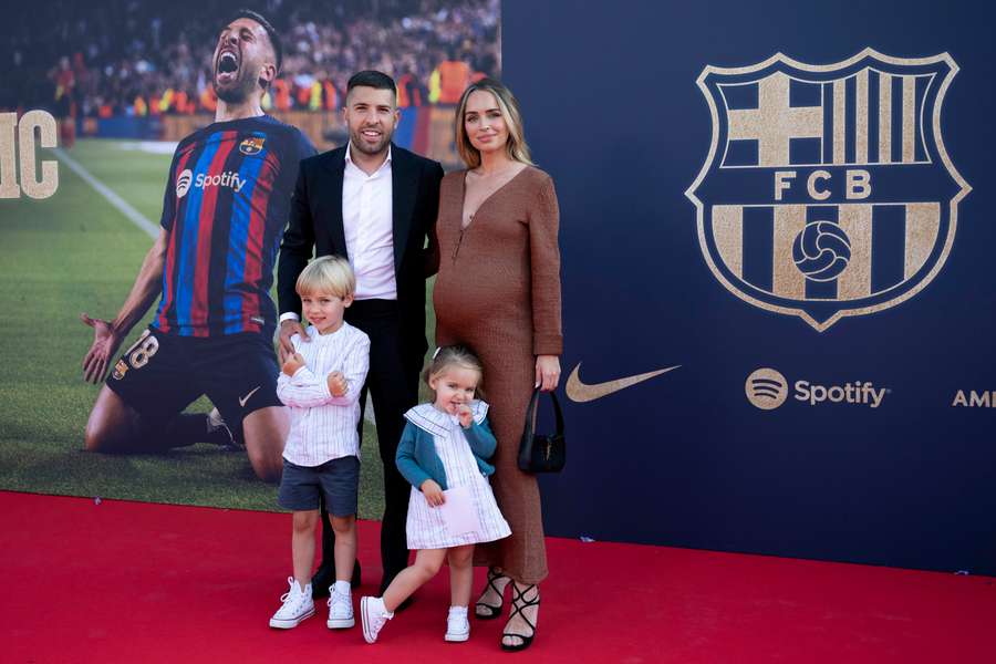 Jordi Alba, com a sua família