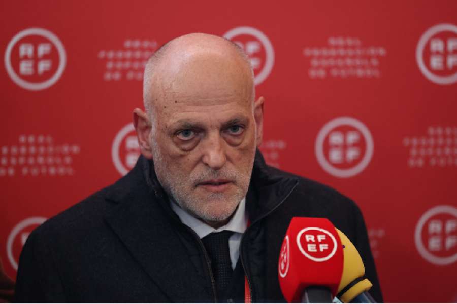 La Liga chief Javier Tebas speaking to the media La Liga chief Javier Tebas speaking to the media