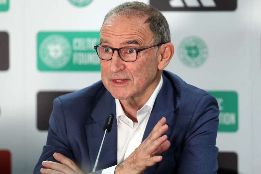 Martin O'Neill speaks during a press conference 