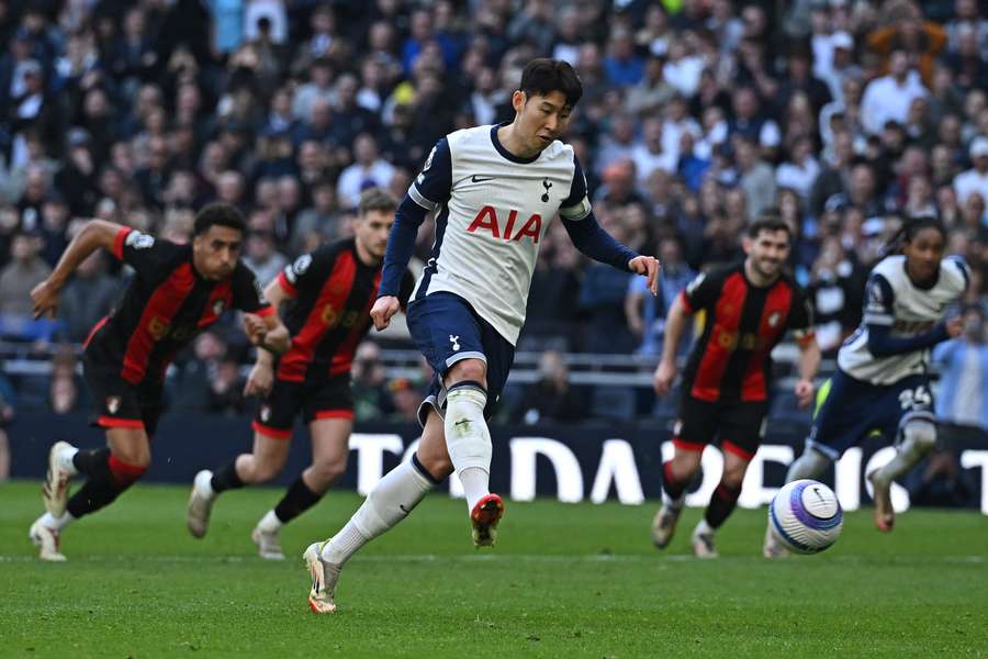Son Heung-min marcou no empate do Tottenham (2-2) com o Bournemouth no domingo