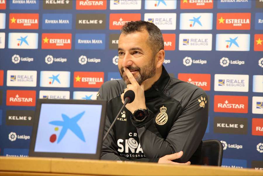Diego Martínez, entrenador del Espanyol, en la rueda de prensa previa ante el Madrid