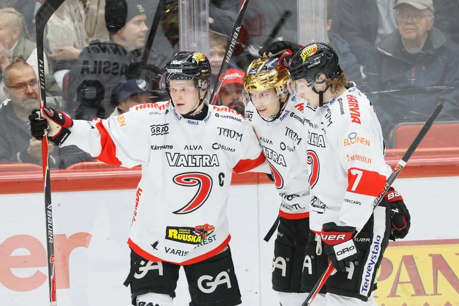 Leevi Tukiainen (right) scored twice for JYP Leevi Tukiainen (right) scored twice for JYP