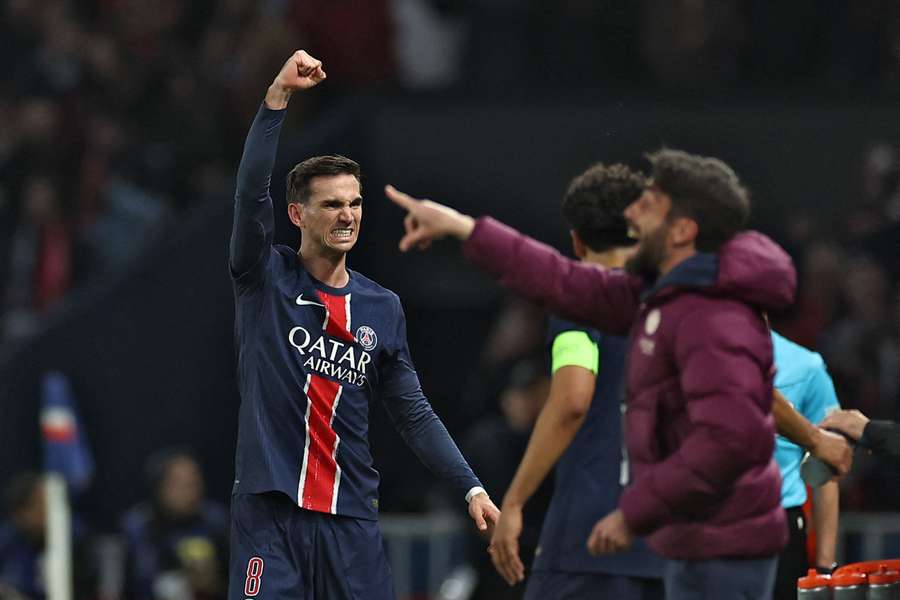 Fabian Ruiz célébrant le but du 1-0 face à Arsenal lors de la demi-finale retour de Ligue des champions, le 7 mai 2025.