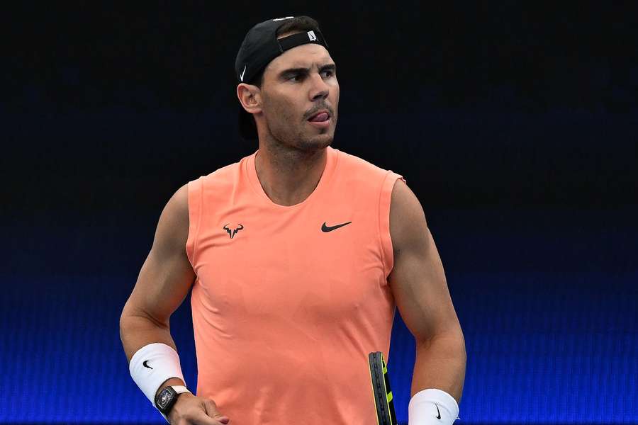 Rafael Nadal attends a practice session