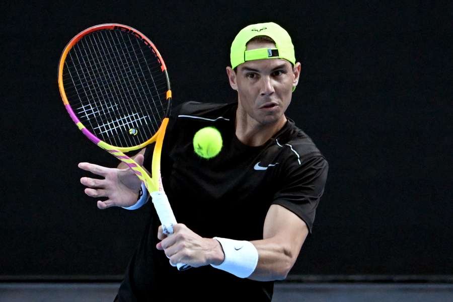 Rafael Nadal in practice for the Australian Open this week