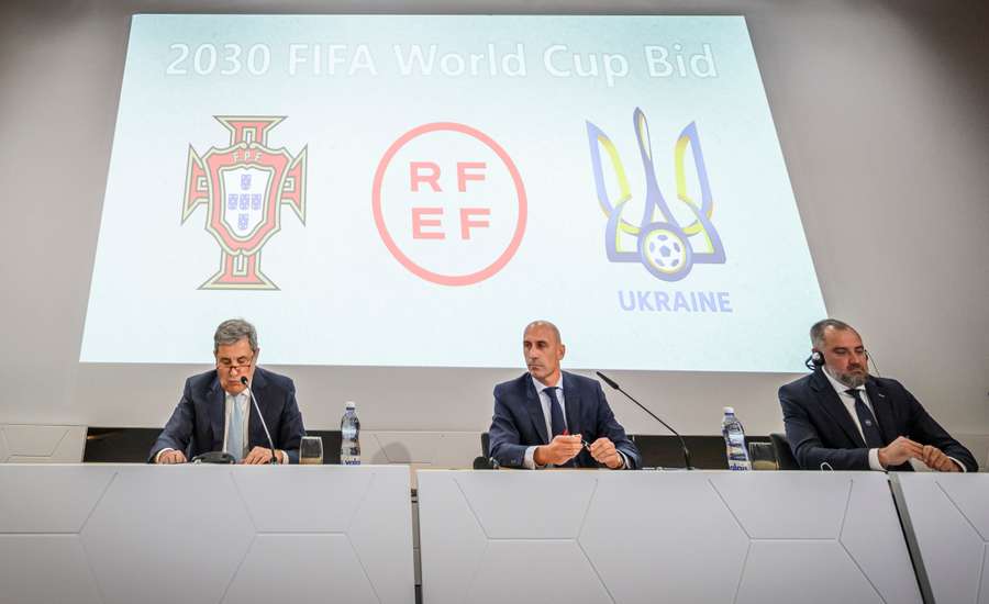 The national football presidents of Portugal, Spain and Ukraine delivered their joint-press conference at UEFA headquarters in Nyon.