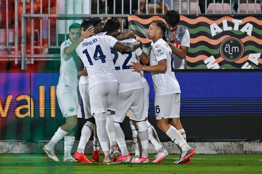 Lazio celebrate their goal