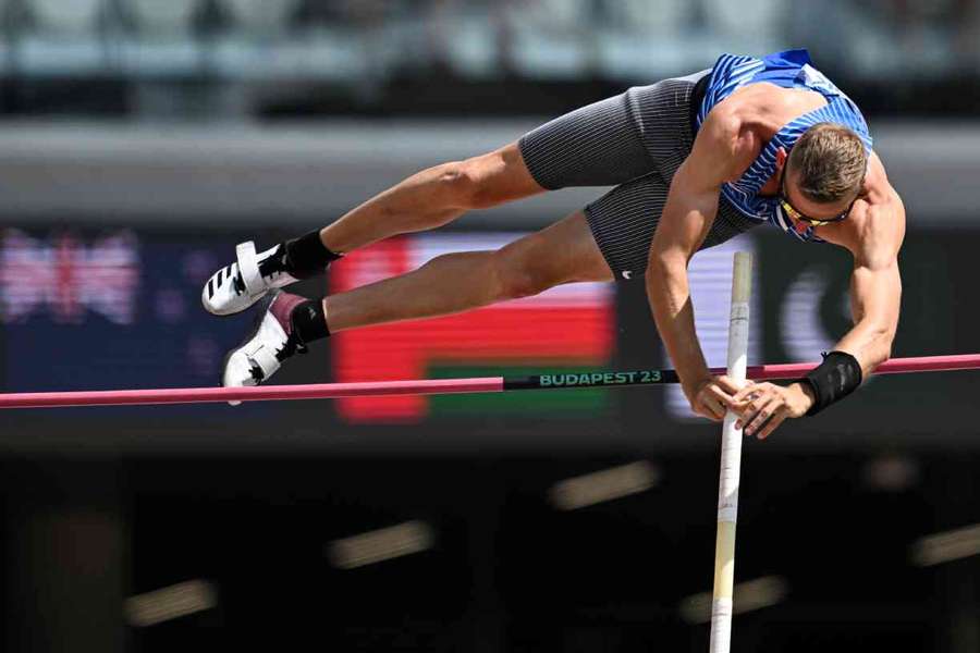Johannes Erm competes in the decathlon pole vault Johannes Erm competes in the decathlon pole vault