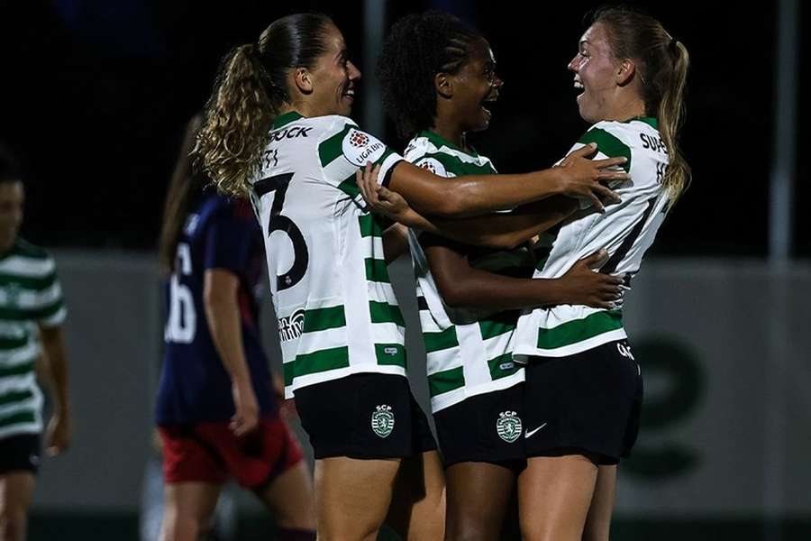 A festa das jogadoras do Sporting