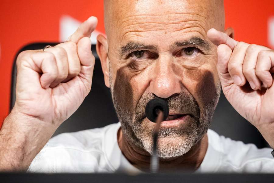 PSV manager Peter Bosz during the press conference ahead of Wednesday's game against Heracles