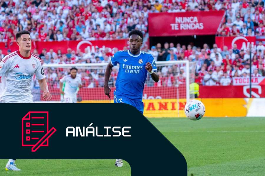 Vinicius Junior no jogo entre o Sevilha e o Real Madrid