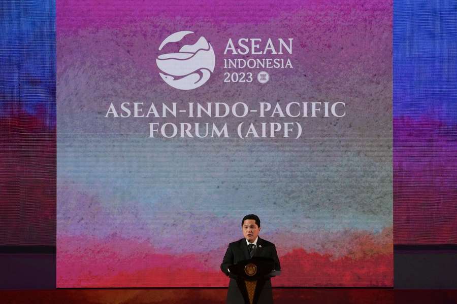Indonesia's Minister of State Owned Enterprises Erick Thohir delivers his speech at the opening ceremony of the ASEAN-Indo-Pacific Forum