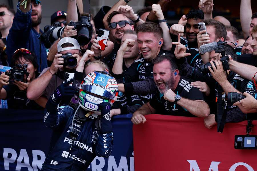 Kimi Antonelli celebrates his victory