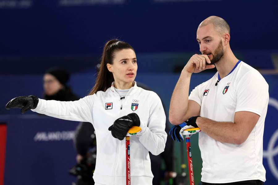 Stefania Constantini e Amos Mosaner durante la gara con gli USA