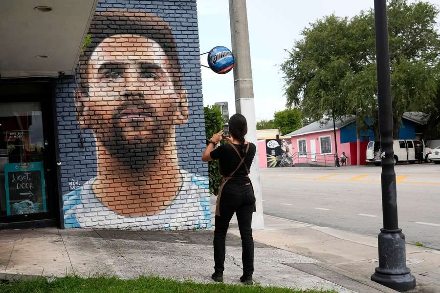 A mural of Lionel Messi in Miami