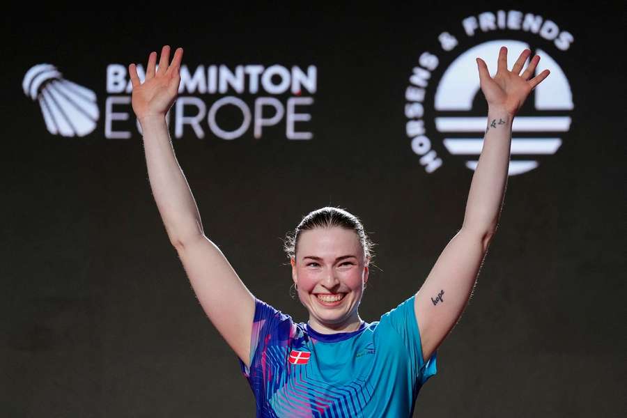 Line Kjaersfeldt celebrate winning the European championships