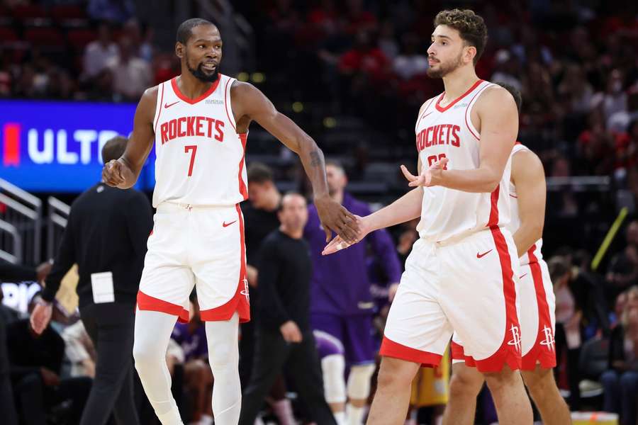 Kevin Durant (L) was traded to the Houston Rockets Kevin Durant (L) was traded to the Houston Rockets