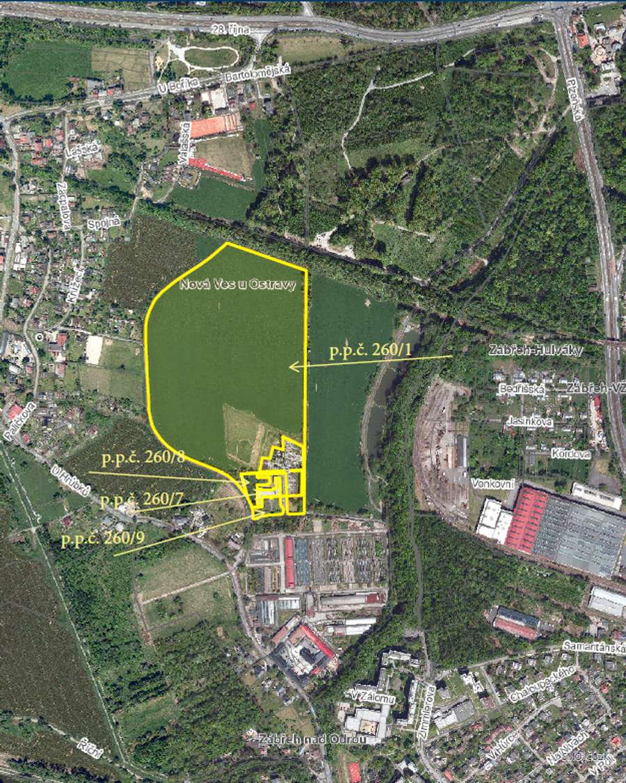 Vymezení lokality, ve které vznikne fotbalové tréninkové centrum.