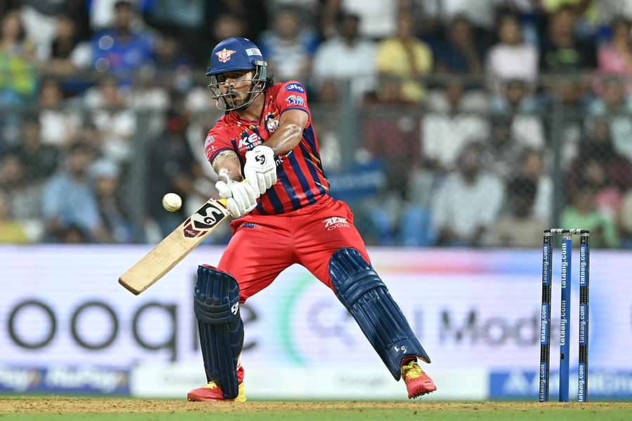 Himmat Singh playing a shot for Lucknow Super Giants in the 2026 Indian Premier League.