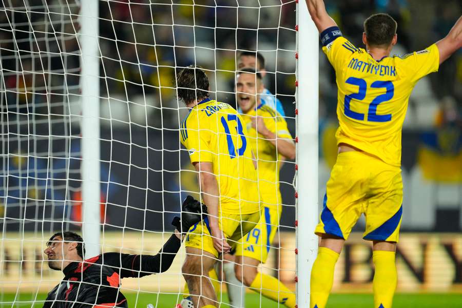 Ukraine celebrate big goal