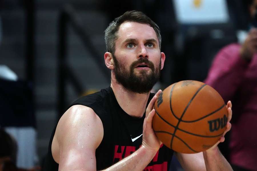 Kevin Love tijdens een warming up-sessie Kevin Love tijdens een warming up-sessie