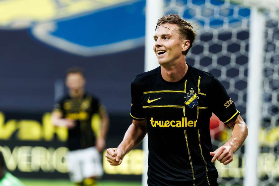 Johan Hove celebrates the first of his two goals