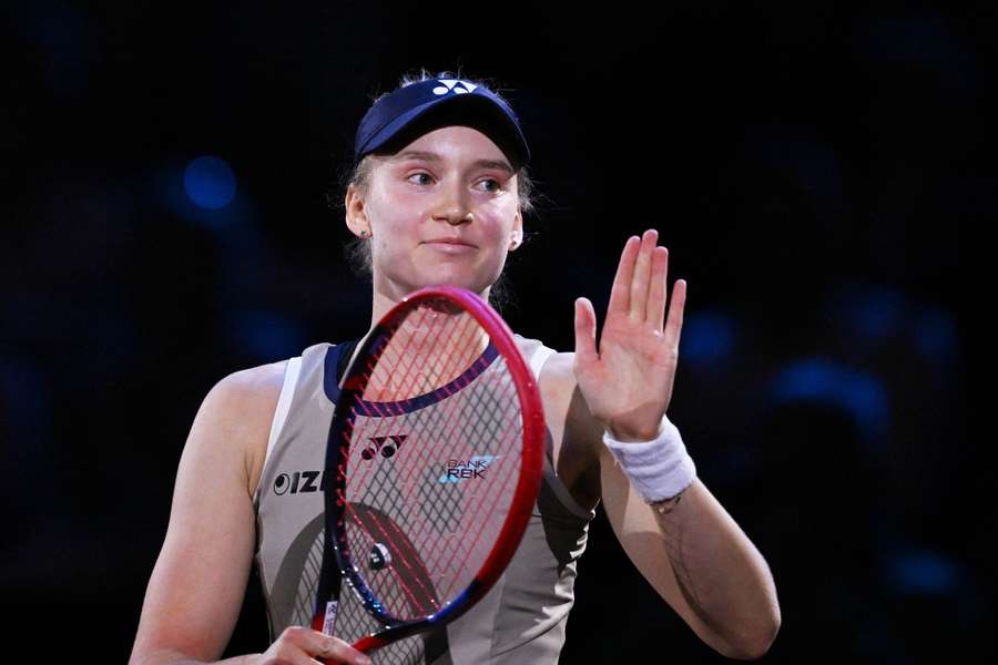 Rybakina celebrates her win