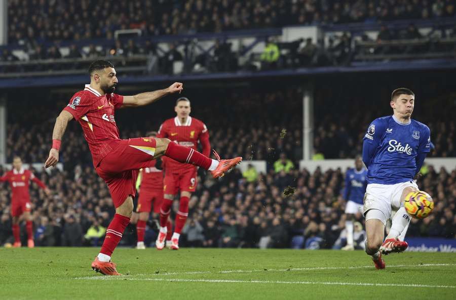 Liverpool's Mohamed Salah scores and celebrates his teams 2nd goal against Everton at Goodison Park in February 2025 Liverpool's Mohamed Salah scores and celebrates his teams 2nd goal against Everton at Goodison Park in February 2025