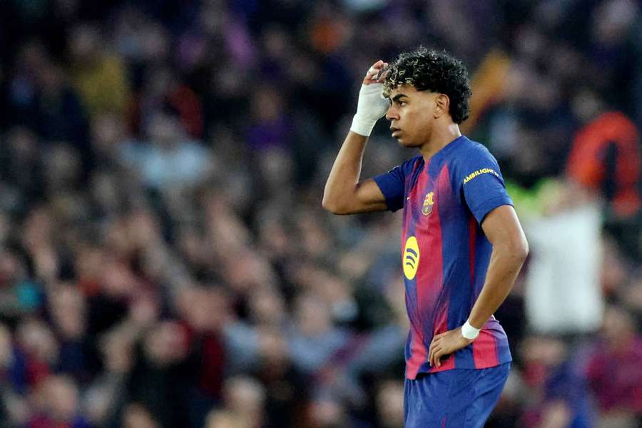 Lamine Yamal, en el partido ante el Newcastle