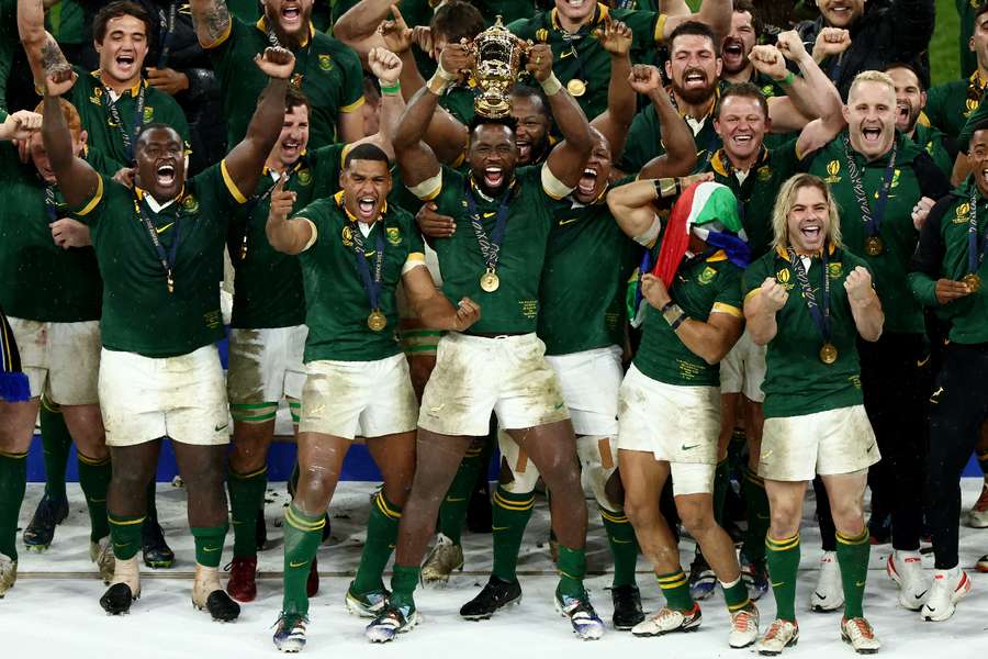 Springboks celebram a vitória no Campeonato do Mundo