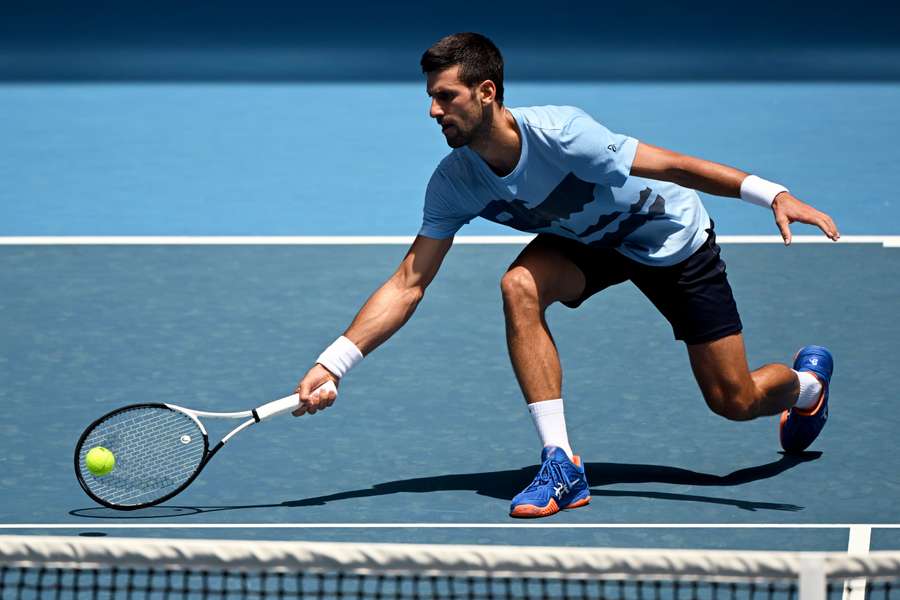 Novak Djokovic aujourd'hui à l'entraînement.